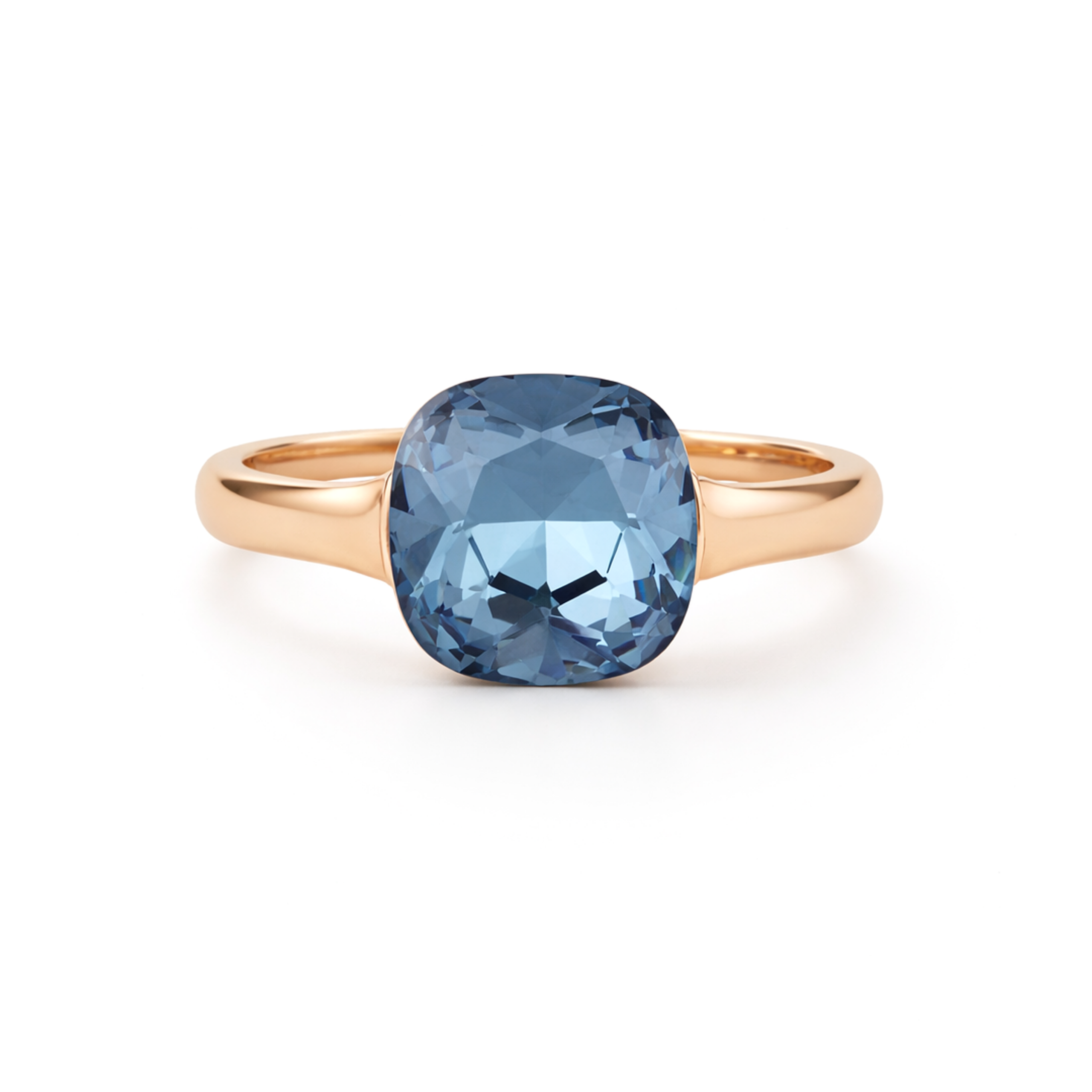 Cushion & Oval Crystal Solitaire Ring - Deep Blue
