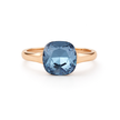 Cushion & Oval Crystal Solitaire Ring - Deep Blue