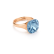 Cushion & Oval Crystal Solitaire Ring - Deep Blue