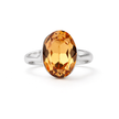 Cushion & Oval Crystal Solitaire Ring - Brown