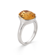 Cushion & Oval Crystal Solitaire Ring - Brown