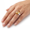 Cushion & Oval Crystal Solitaire Ring - Brown