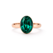 Cushion & Oval Crystal Solitaire Ring - Emerald Green