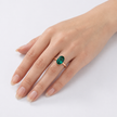 Cushion & Oval Crystal Solitaire Ring - Emerald Green