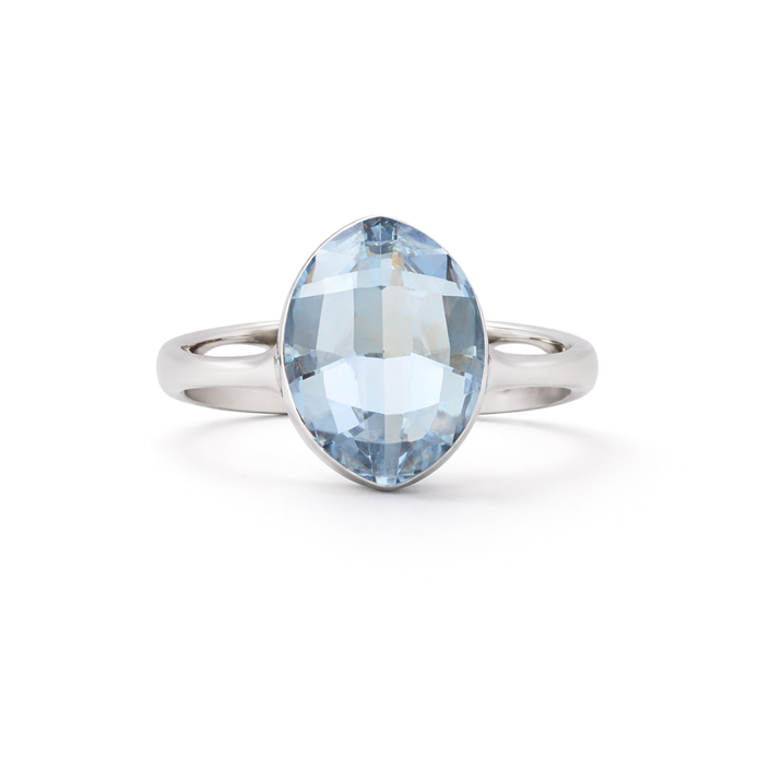Aqua Marquise Solitaire Ring