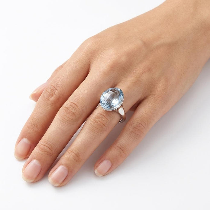 Aqua Marquise Solitaire Ring