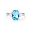 Aqua Cushion Solitaire Ring