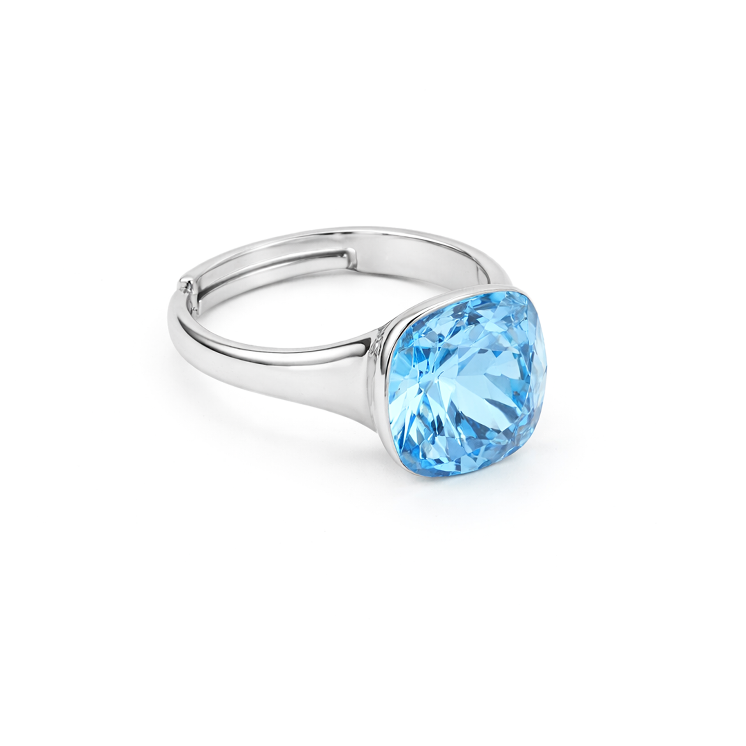 Aqua Cushion Solitaire Ring