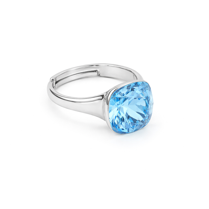 Aqua Cushion Solitaire Ring