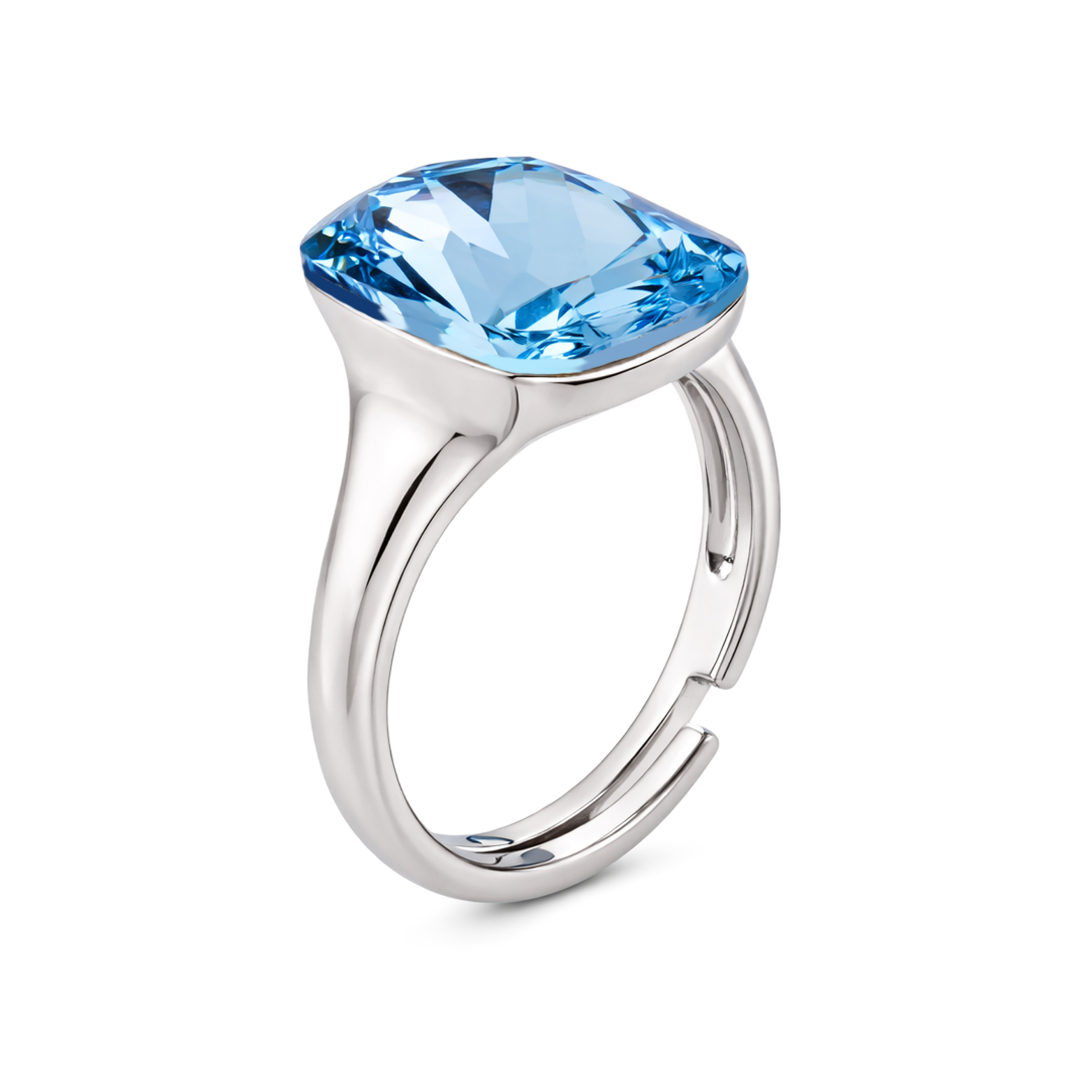 Aqua Cushion Solitaire Ring