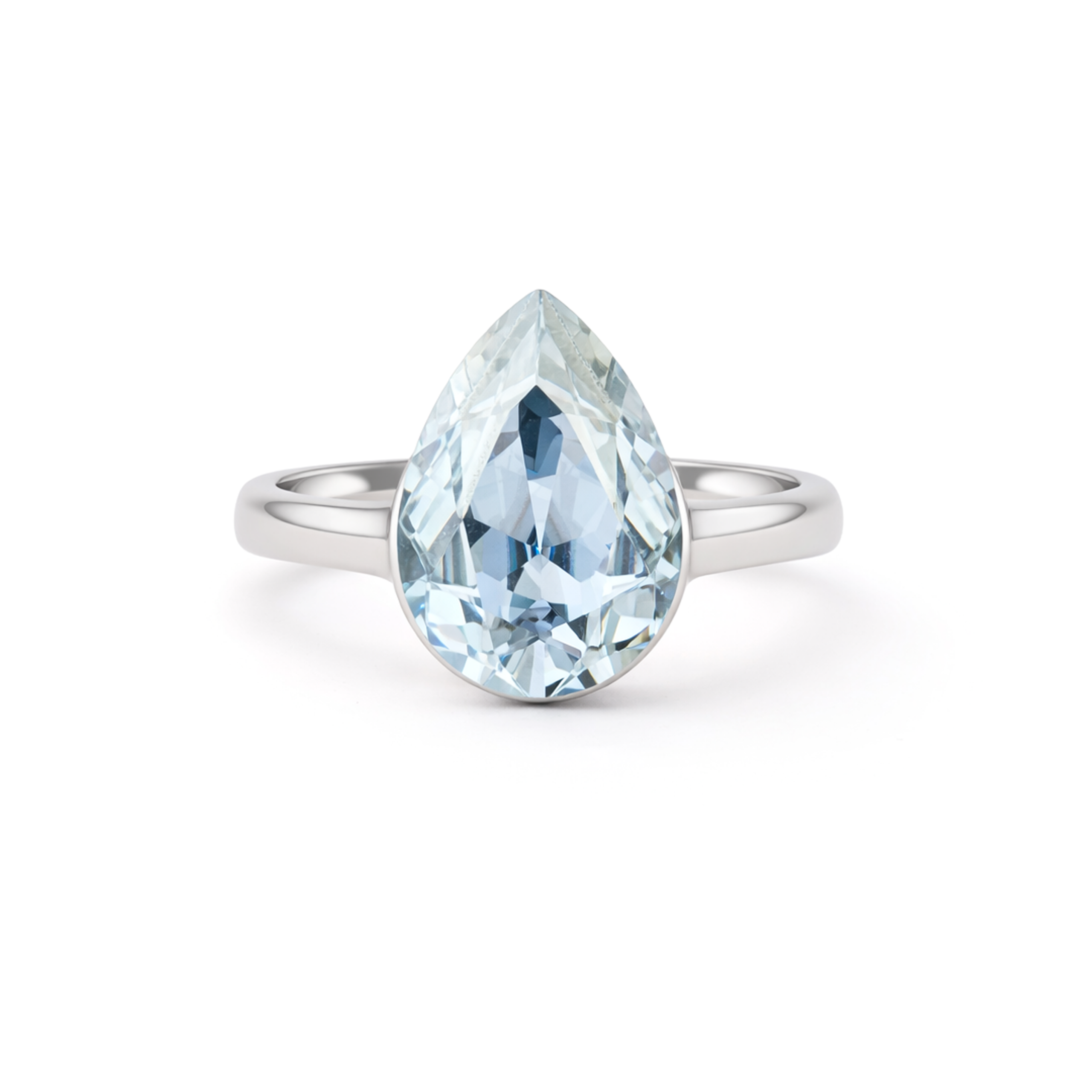 Sculpted Crystal Statement Ring - Aqua Blue