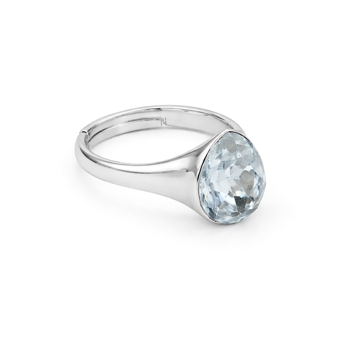 Sculpted Crystal Statement Ring - Aqua Blue
