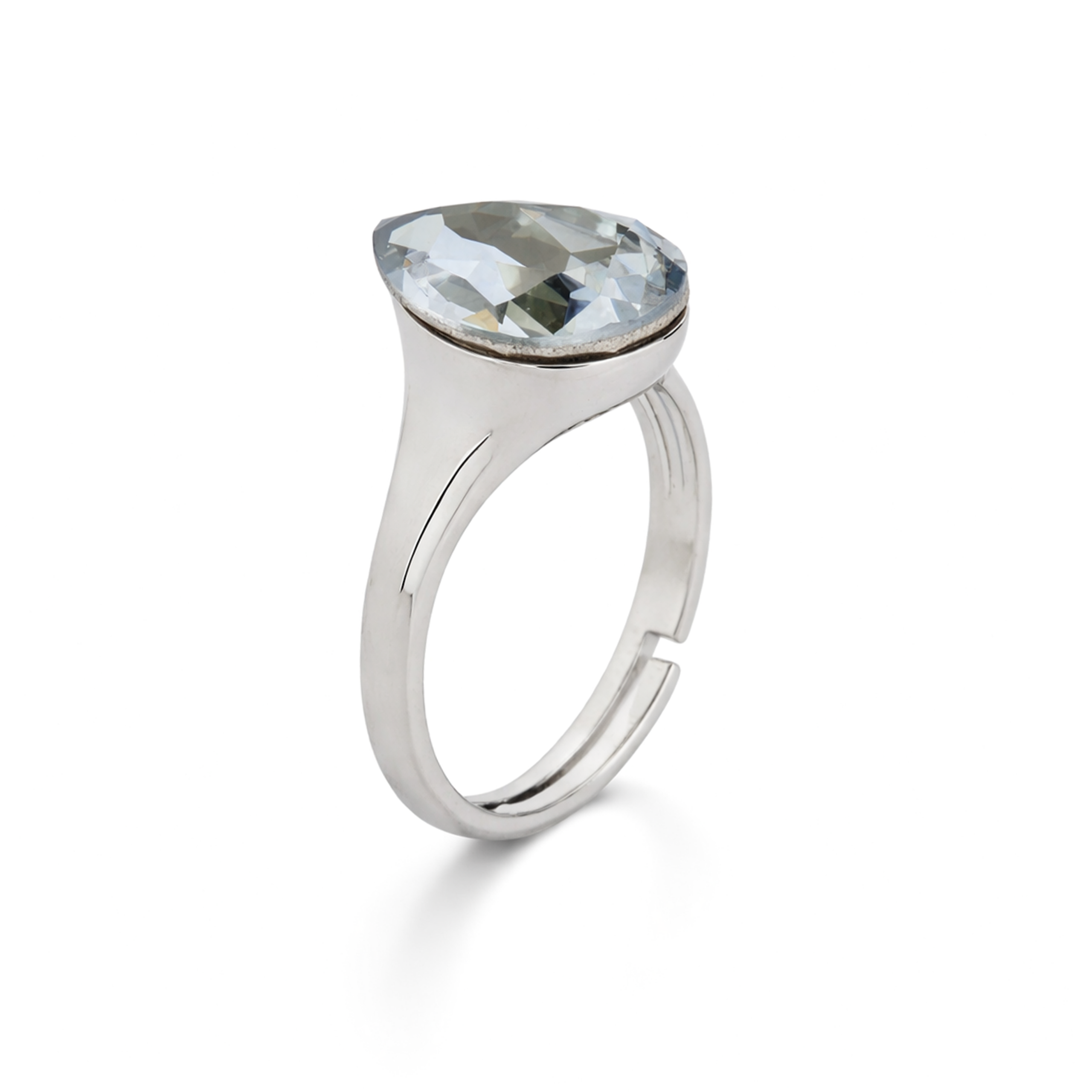 Sculpted Crystal Statement Ring - Aqua Blue