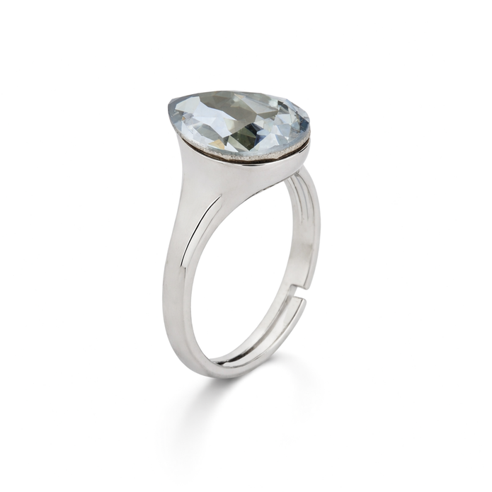 Sculpted Crystal Statement Ring - Aqua Blue