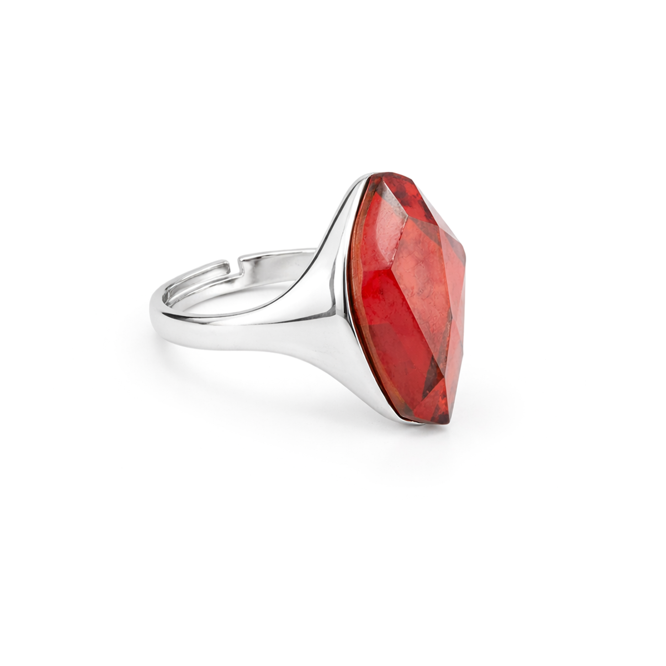 Sculpted Crystal Statement Ring - Burgundy