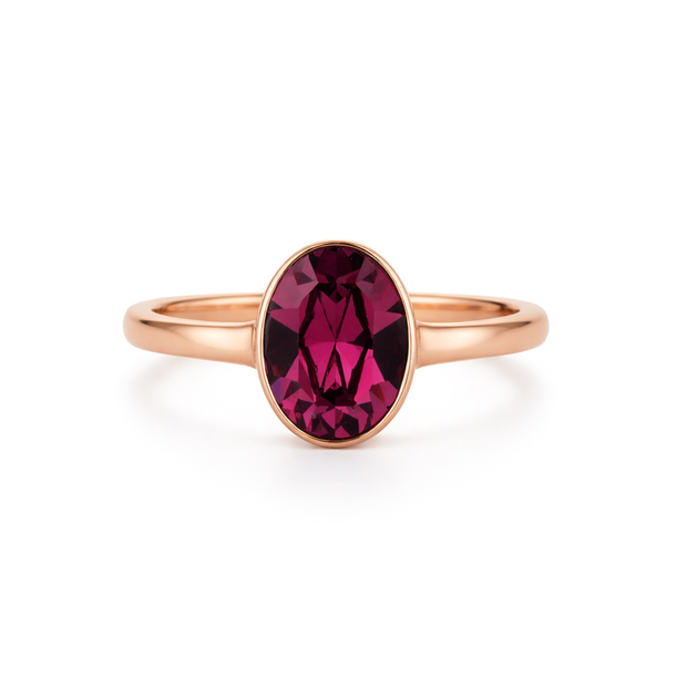 Fuchsia Oval Solitaire Ring