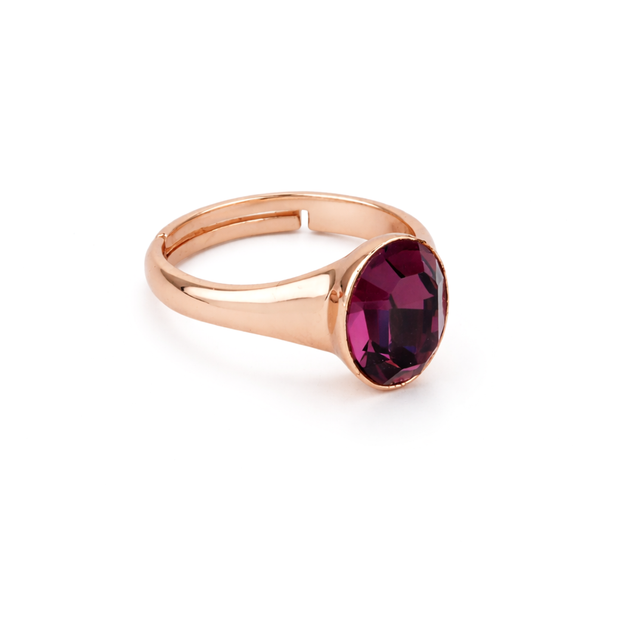 Fuchsia Oval Solitaire Ring
