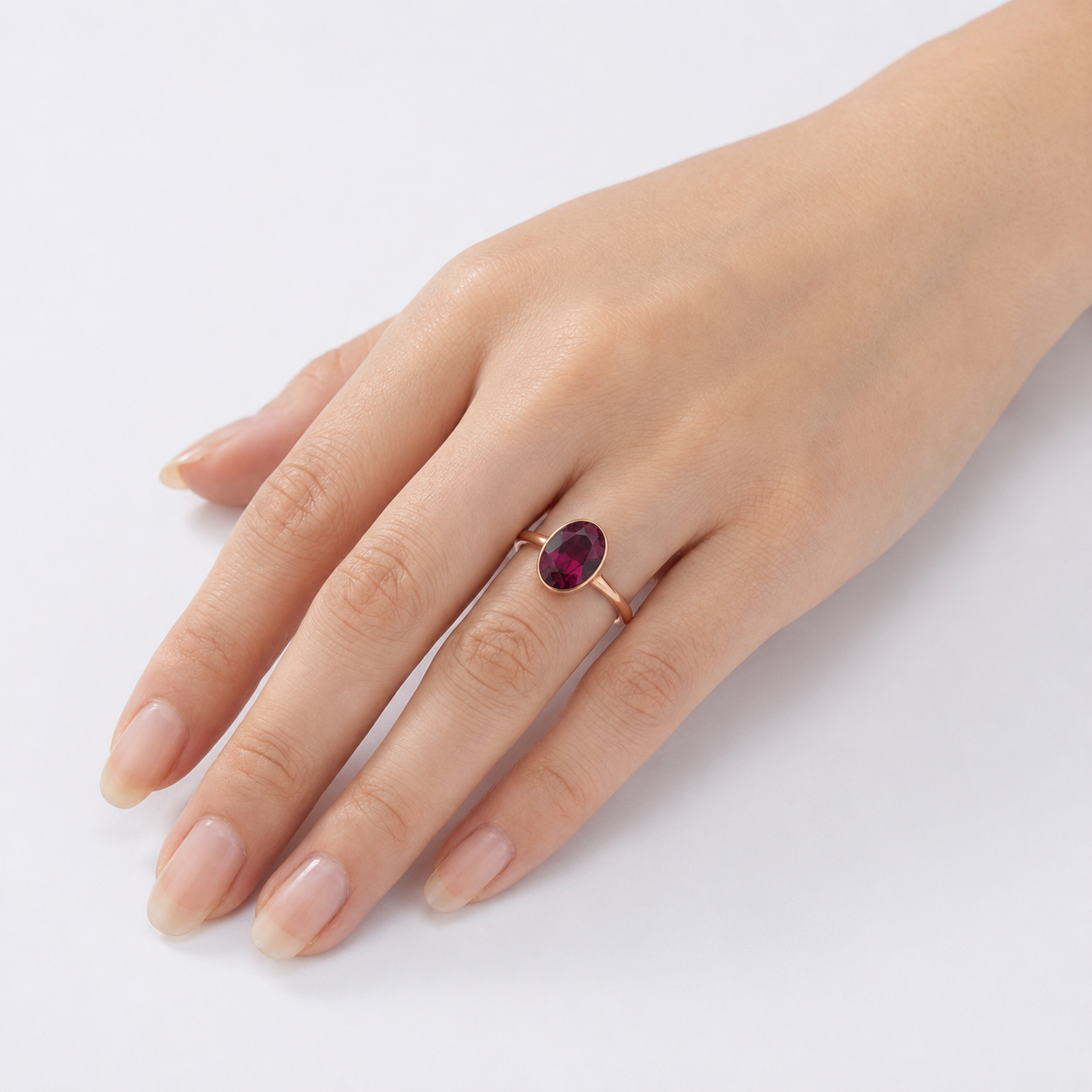 Fuchsia Oval Solitaire Ring