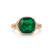 Halo Cushion Crystal Ring - Emerald Green