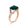 Halo Cushion Crystal Ring - Emerald Green