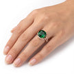 Halo Cushion Crystal Ring - Emerald Green