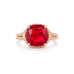 Halo Cushion Crystal Ring - Ruby Pink