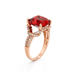 Halo Cushion Crystal Ring - Ruby Pink