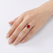 Halo Cushion Crystal Ring - Ruby Pink