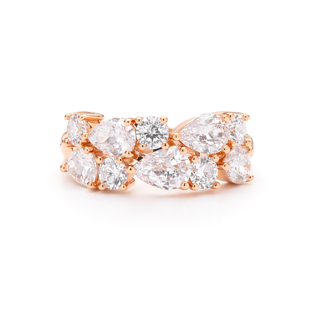 Cluster Crystal Cocktail Band Ring