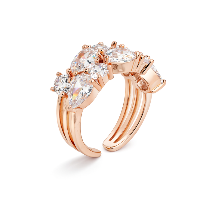 Cluster Crystal Cocktail Band Ring