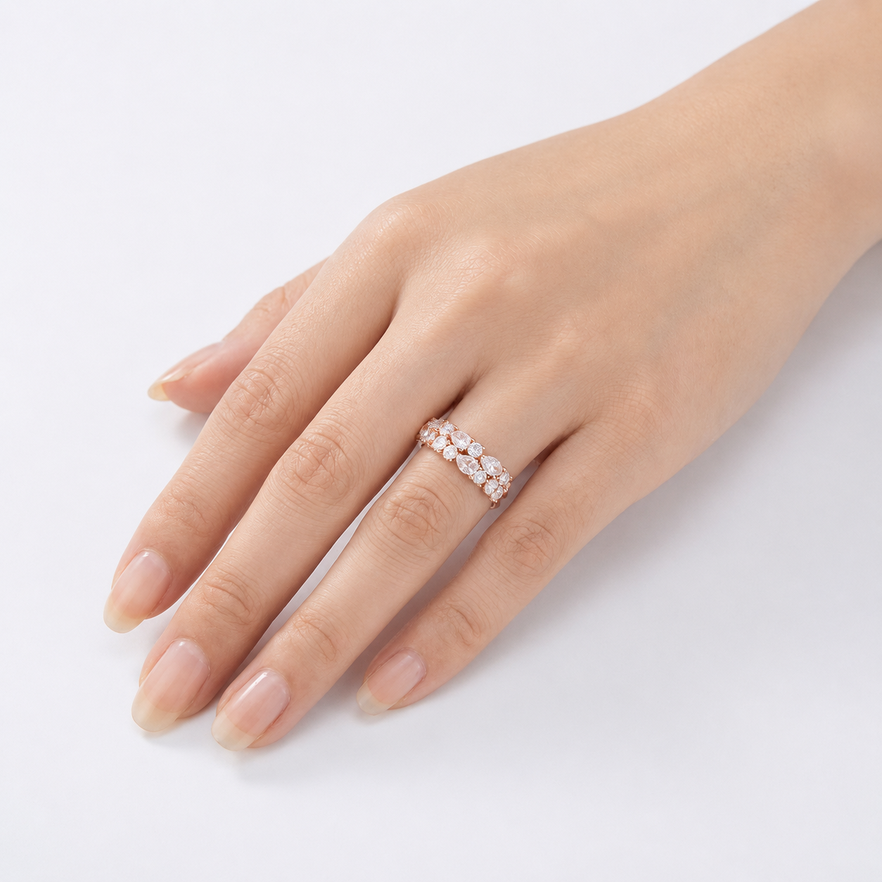 Cluster Crystal Cocktail Band Ring
