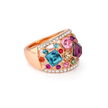 Multi-Color Cluster Cocktail Ring