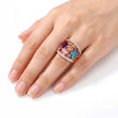 Multi-Color Cluster Cocktail Ring