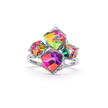 Cube Cluster Crystal Statement Ring - Aurora
