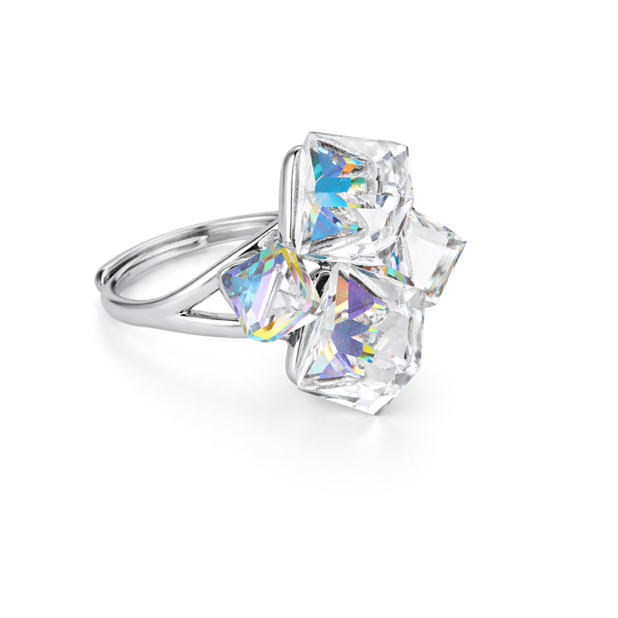 Cube Cluster Crystal Statement Ring - Aurora