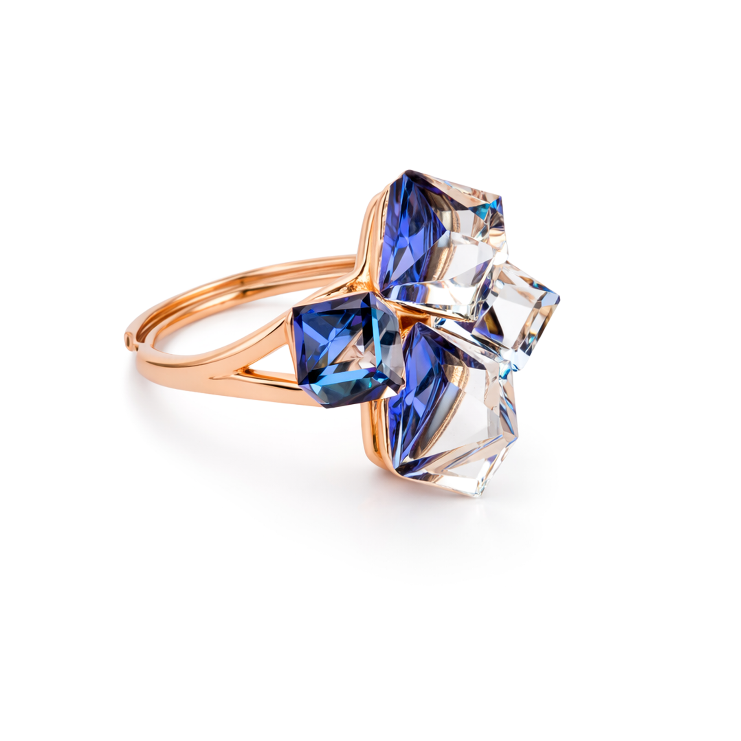 Cube Cluster Crystal Statement Ring - Deep Blue