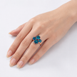 Cube Cluster Crystal Statement Ring - Deep Blue