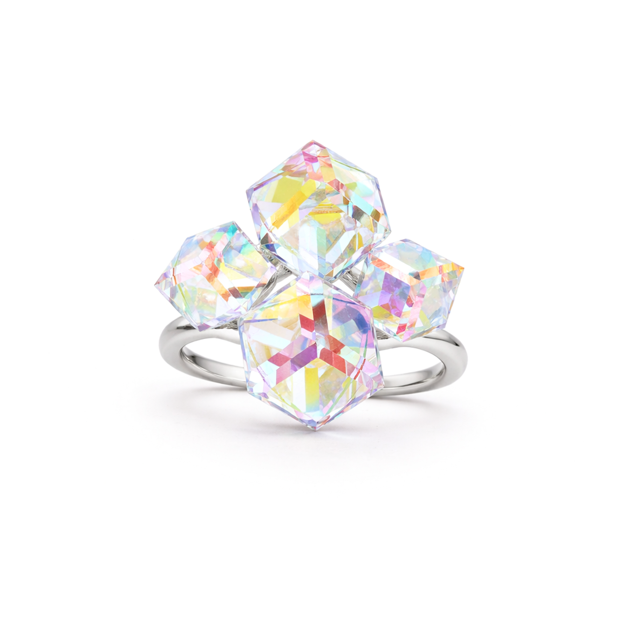Cube Cluster Crystal Statement Ring - Aurora