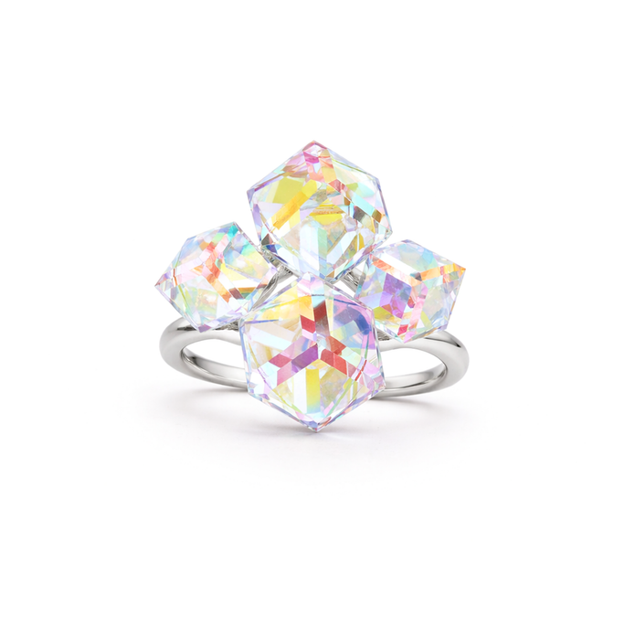 Cube Cluster Crystal Statement Ring - Aurora