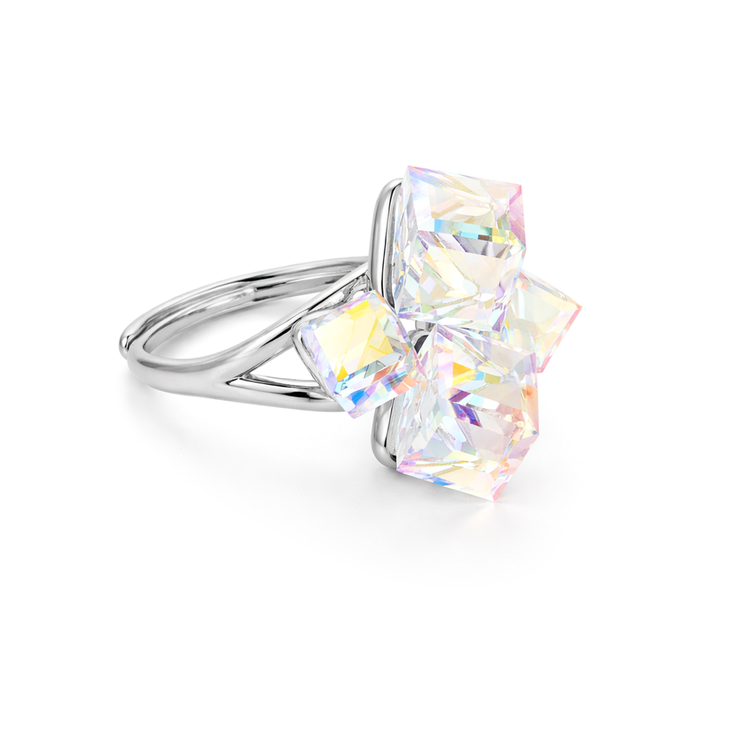 Cube Cluster Crystal Statement Ring - Aurora