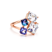 Cube Cluster Crystal Statement Ring - Blue · Gold