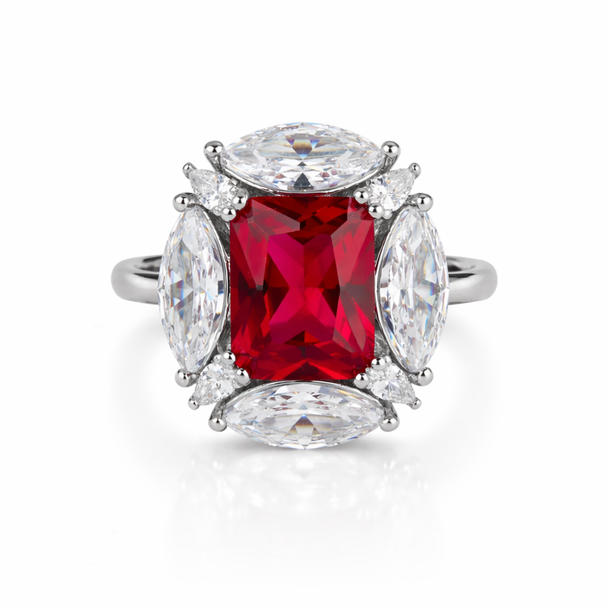 Royal Crimson Marquise Cluster Ring