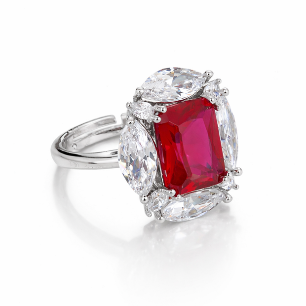 Royal Crimson Marquise Cluster Ring