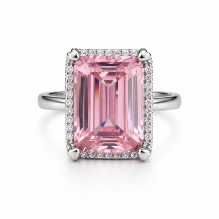 Rose Bliss Emerald Halo Ring