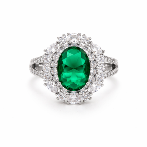 Emerald Isle Halo Cocktail Ring