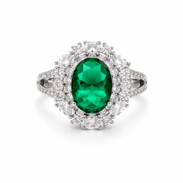 Emerald Isle Halo Cocktail Ring