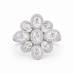 White Blossom Oval Cluster Ring