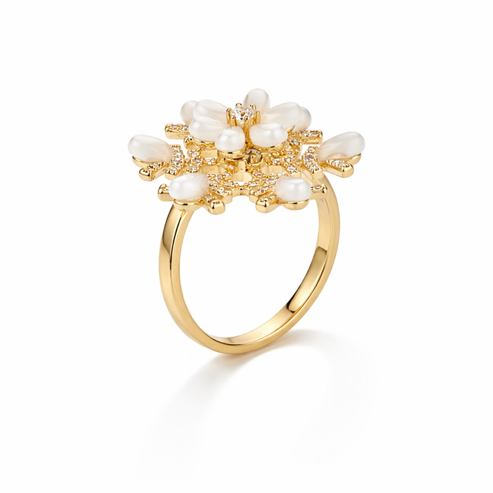 Pearl Snowflake Statement Ring