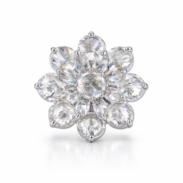 White Crystal Blossom Ring