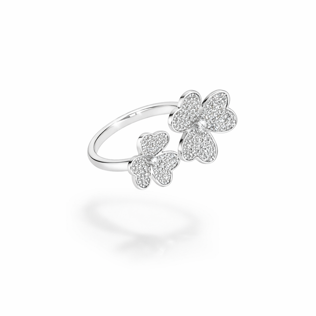 Double Clover Pavé Ring